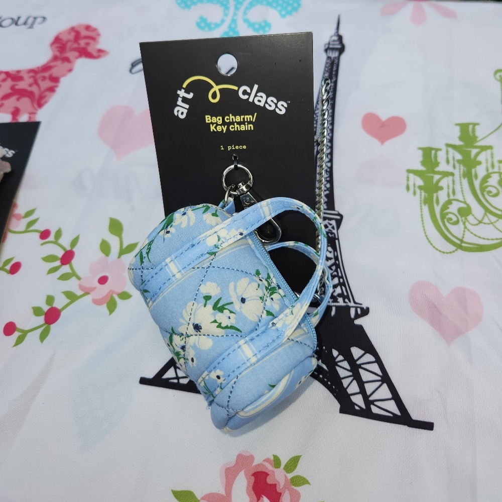 Powder Blue Zipper Purse Charm/Keychain NWT